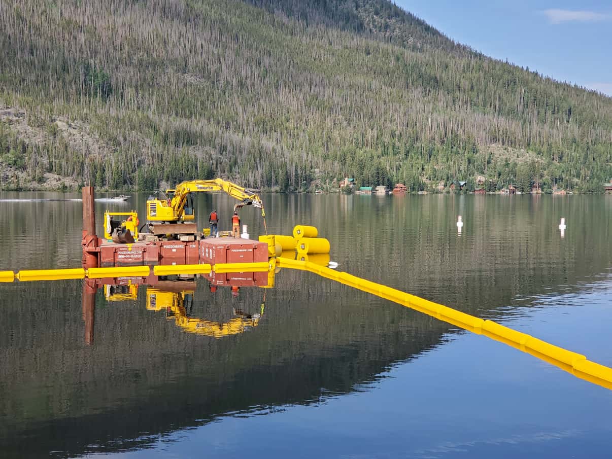 northern-colorado-water-conservancy-district-grand-lake-3X4 Image of underwater boom installation on Grand Lake in Colorado